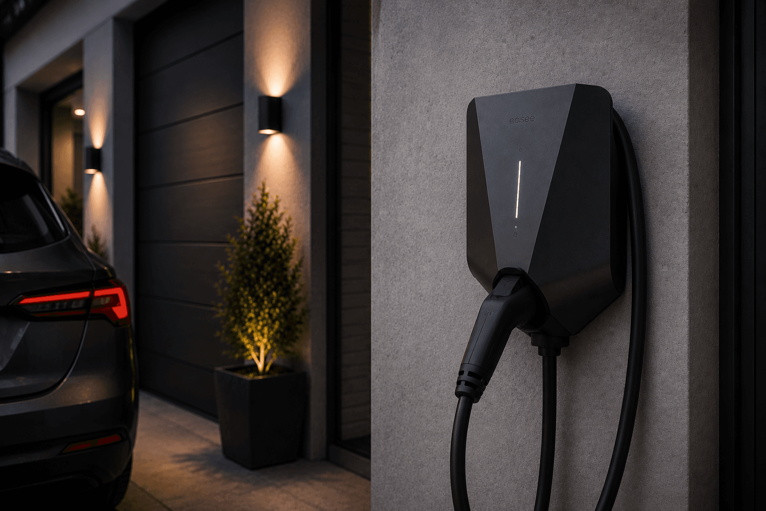 Easee Home Wallbox mit E-Fahrzeug